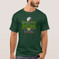 Pennsylvania Map, Quarter, Flag and Picture Text T-Shirt