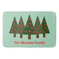 Christmas Pine Forest Personalized Name Bath Mat