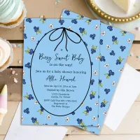 Berry Sweet Baby Shower Blueberry Vintage Pattern  Invitation