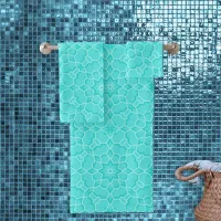 Elegant Classy Turquoise Mosaic Geometric Pattern Bath Towel Set