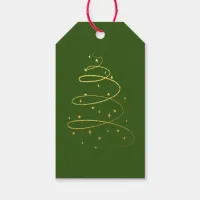 Abstract Sparkling Gold, Green Christmas Tree Gift Tags