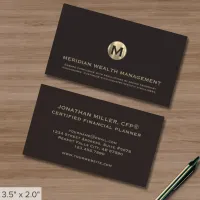 Gold Monogram Financial Business Card