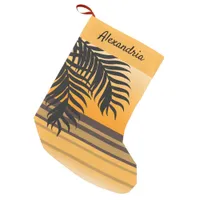 Tropical Christmas Palm Tree Sunset Beach House Small Christmas Stocking