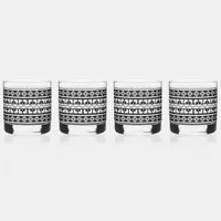 Southwest Black and White Geometric Patterns Whiskey Glass