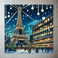 Eiffel Tower in Paris, France at Christmas time Metal Print