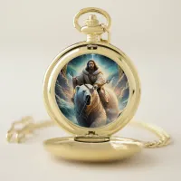 (AI Generated ) Jesus on a polar bear  Pocket Watch