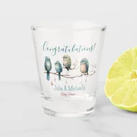 Whimsical Birds on Branches  Pastel Baby Shower Shot Glass