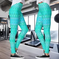 Modern zigzag pattern - waves in turquoise leggings