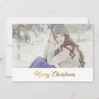 Merry Christmas Faux Gold Script Holiday Card