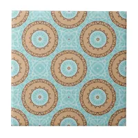 Pastel Blue & Camel Brown Moroccan Mosaic Pattern Ceramic Tile