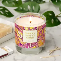 Magenta Gold Christmas Merry Pattern#21 ID1009 Scented Candle