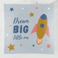 Dream Big Little One Cute Cartoon Space Rocket Trinket Tray