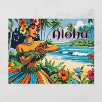 Aloha | Hawaii Hula Dancer on the Beach Postcard