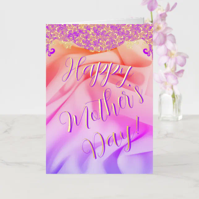 Happy Mother’s Day - Silk and lace pattern Foil Greeting Card