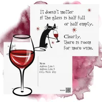 Room for More Wine Funny Quote with Black Cat Postcard