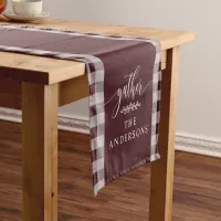 Gather Burgundy Buffalo Check Fall Thanksgiving Short Table Runner