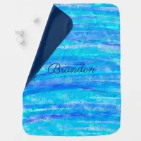 Aqua Blue Personalized Boy's Baby Baby Blanket