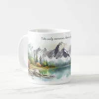 Watercolor Mountains & Lake Landscape with Quotes Coffee Mug