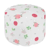 Room of Roses Small Print Round Pouf