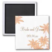 Orange Daisies on White Wedding Magnet