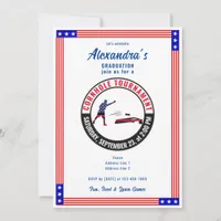 Patriotic US Sack Toss Cornhole Graduation Party Invitation