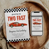 Two Fast Race Car Boy 2nd Birthday Party Invitation