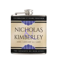 Elegant 17th Shells Beach Sand Wedding Anniversary Flask