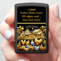 Vibrant Artwork of Cochin Chickens on a Farm Zippo Lighter