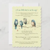 Whimsical Birds on Branches  Pastel Baby Shower Invitation