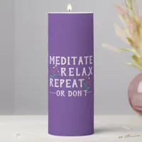 Funny Meditation Mantra | Purple Zen Decor Pillar Candle