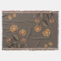 Golden Flowers Throw Blanket