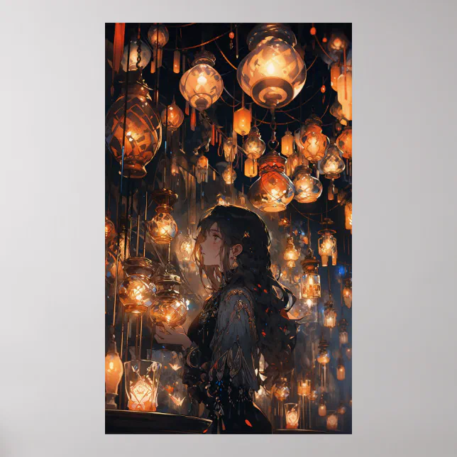 Phoebe in the Hall of Lanterns - Ultra tall Poster