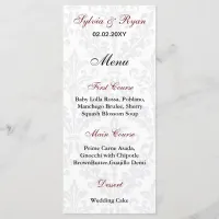 Damask Wedding Menus