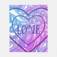 Mandala Heart LOVE Fleece Blanket