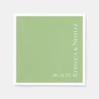 Simple Elegant Modern Sage Text Wedding Napkins