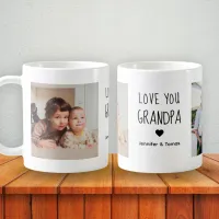 Love You Grandpa | Two Photo Handwritten Text Coffee Mug