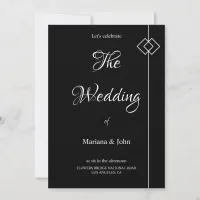 Lovely White and Black Formal Simple Chic wedding Invitation