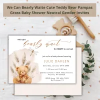 We Can Bearly Wait Pampas Grass Bear Baby Shower Invitation