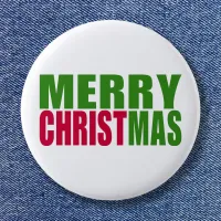 Green and Red Merry Christmas Pinback Button