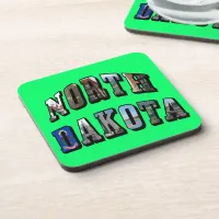 North Dakota Picture Text Coaster