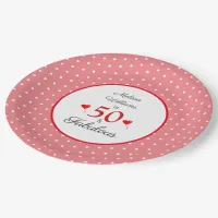 50 & Fabulous Custom Name Red 50th Birthday Pink Paper Plates