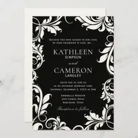 Majestic Leaves Invitation Template | Black & Ecru