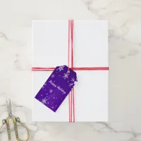 White Snowflakes Purple Happy Holidays Gift Tags