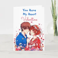 Romantic and Cute Anime Couple Valentine's Day Card