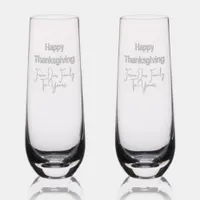 Happy Thanksgiving from our Family to Yours etched Stemless Champagne Flute