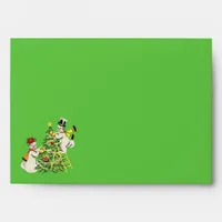 Retro Snow Couple Decorate Christmas Tree Envelope