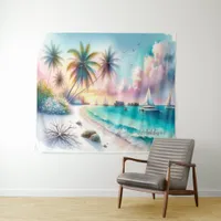 Maldives Luxury Sketch Watercolor  | Tapestry