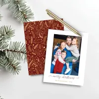 BUDGET Red Gold Simple Merry Christmas Photo