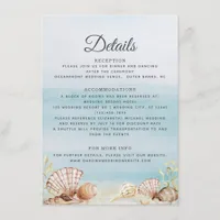 Watercolor Ocean Beach Shells Wedding Details Enclosure Card