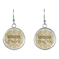 Bride To Be Bachelorette Gold Aztec Name Earrings